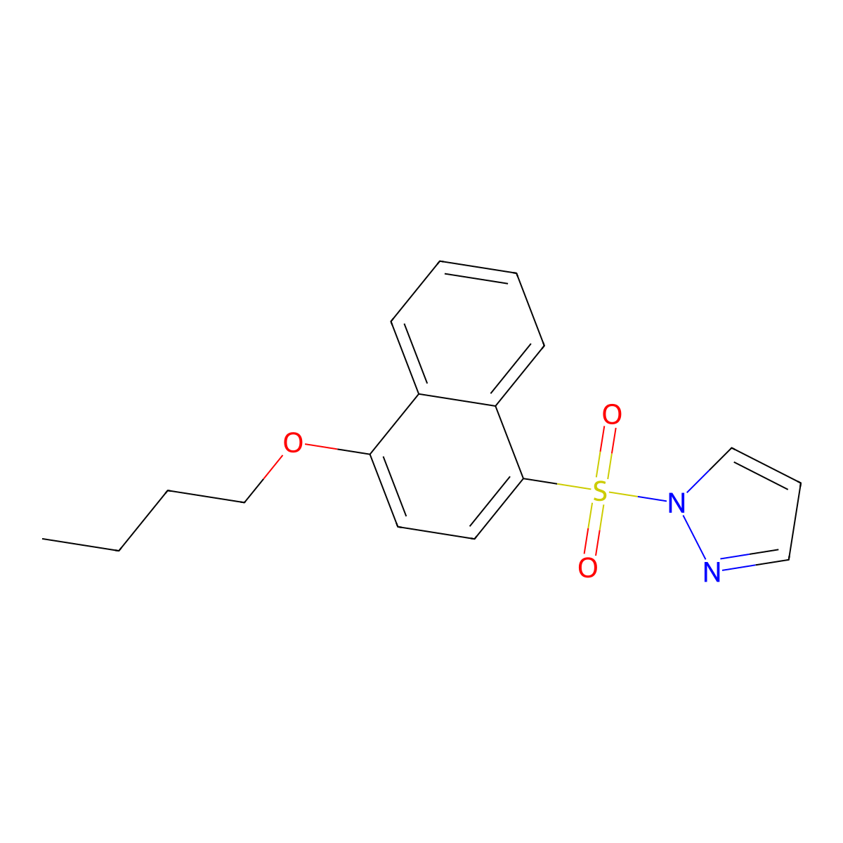 1-[(4-butoxynaphthalen-1-yl)sulfonyl]-1H-pyrazole molecular structure, CAS 1147212-79-0