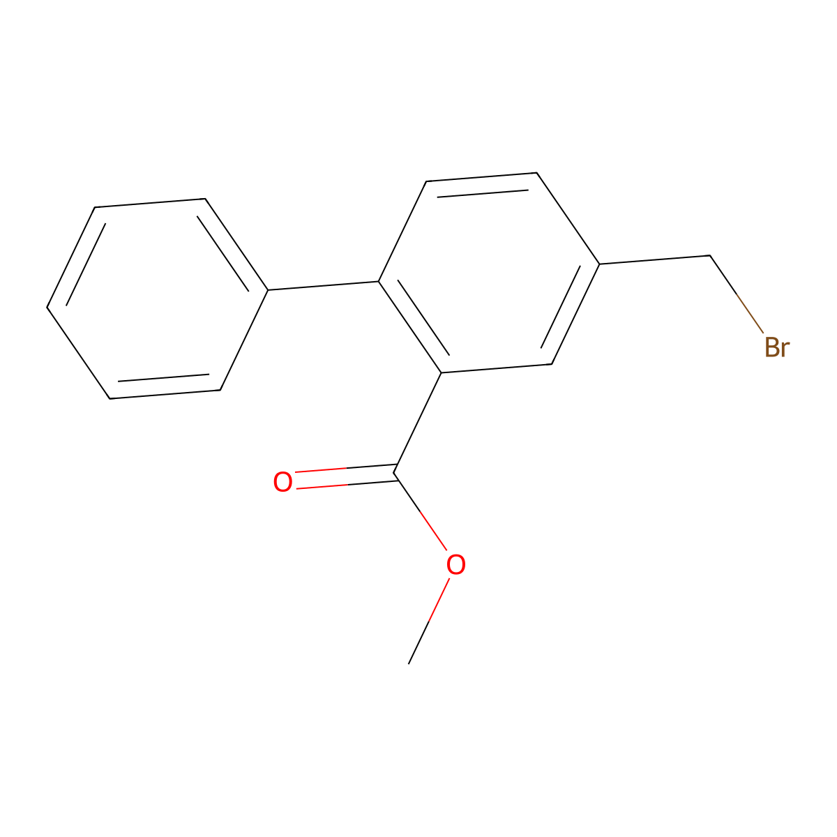 Methyl 4-(bromomethyl)(1,1'-biphenyl)-2-carboxylate molecular structure, CAS 114722-38-2