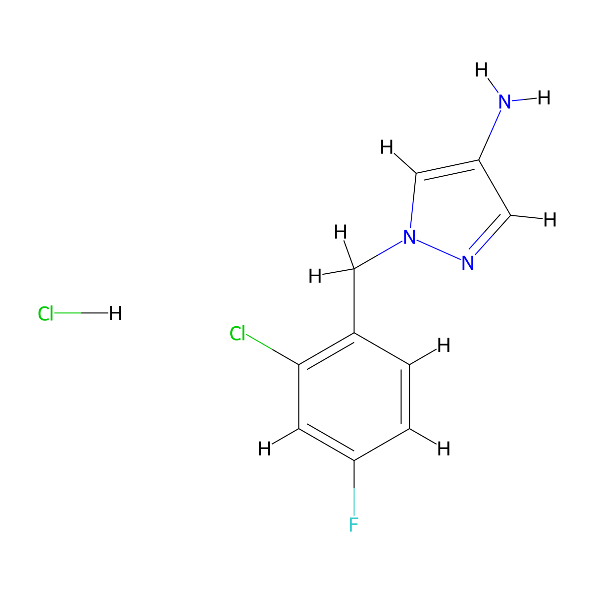 4-Amino-1-(2-chloro-4-fluorobenzyl)pyrazole hydrochloride molecular structure, CAS 1147222-53-4
