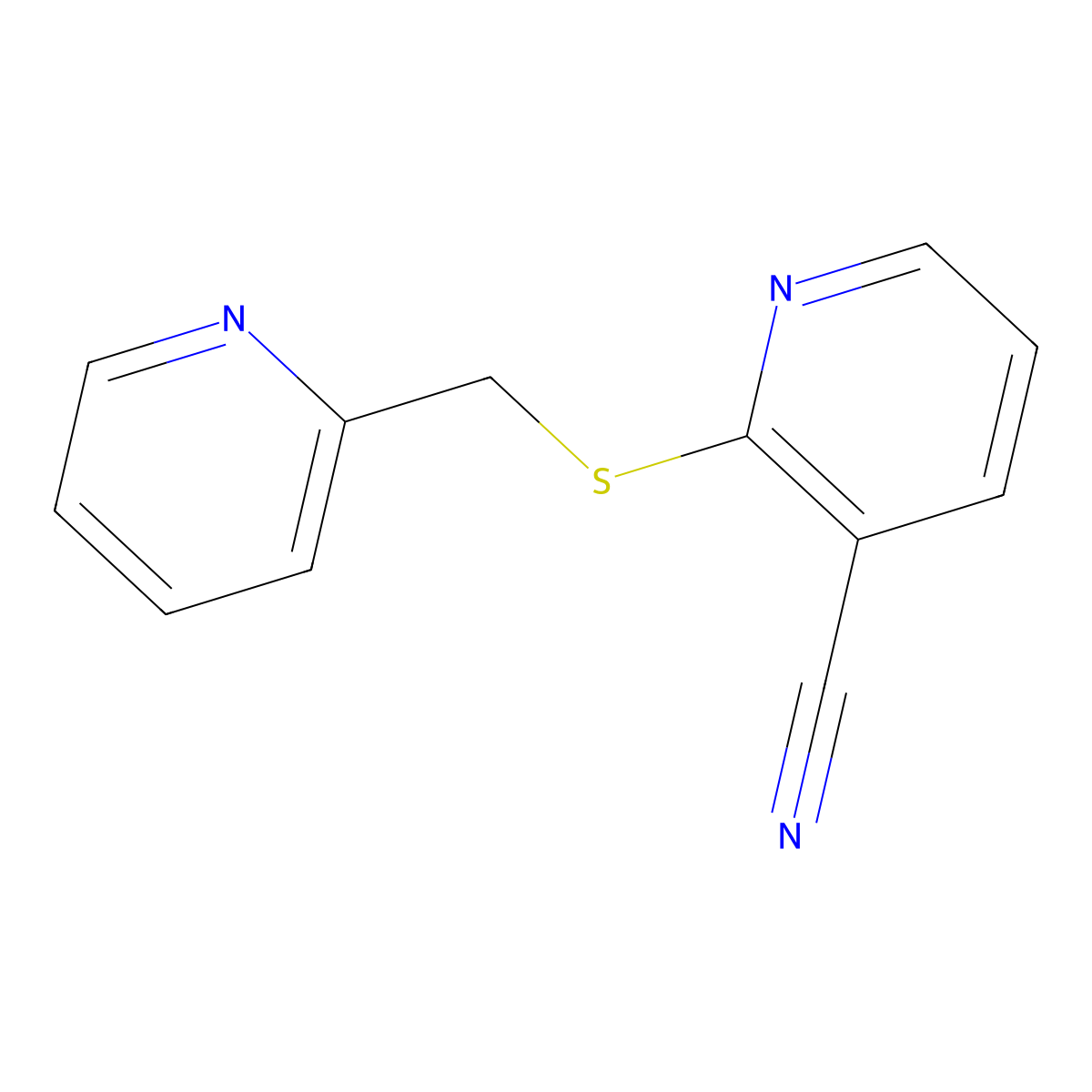 2-{[(Pyridin-2-yl)methyl]sulfanyl}pyridine-3-carbonitrile molecular structure, CAS 1147226-07-0