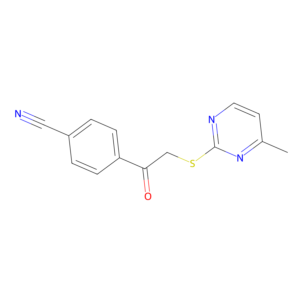 4-{[(4-Methylpyrimidin-2-yl)sulfanyl]acetyl}benzonitrile molecular structure, CAS 1147227-19-7