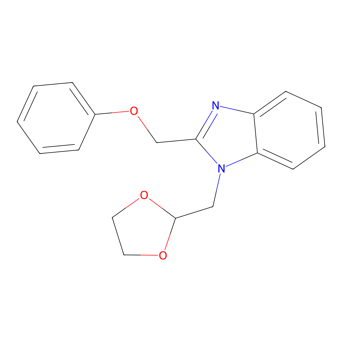1-((1,3-dioxolan-2-yl)methyl)-2-(phenoxymethyl)-1H-benzo[d]imidazole molecular structure, CAS 1147228-76-9