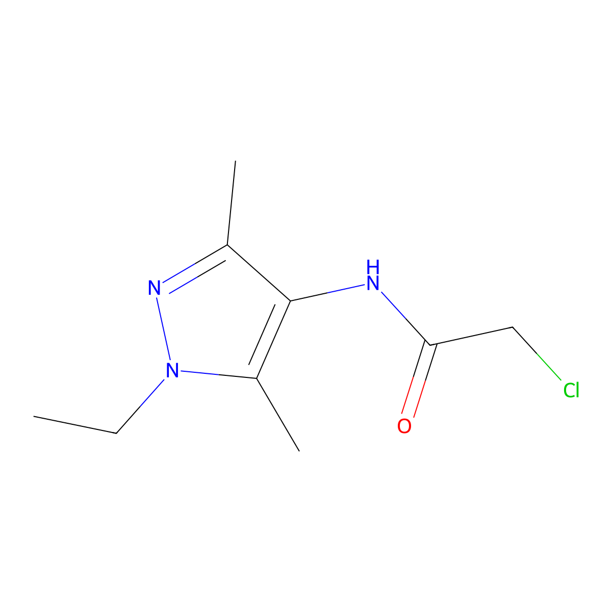 2-Chloro-N-(1-ethyl-3,5-dimethyl-1H-pyrazol-4-yl)acetamide molecular structure, CAS 1147231-06-8