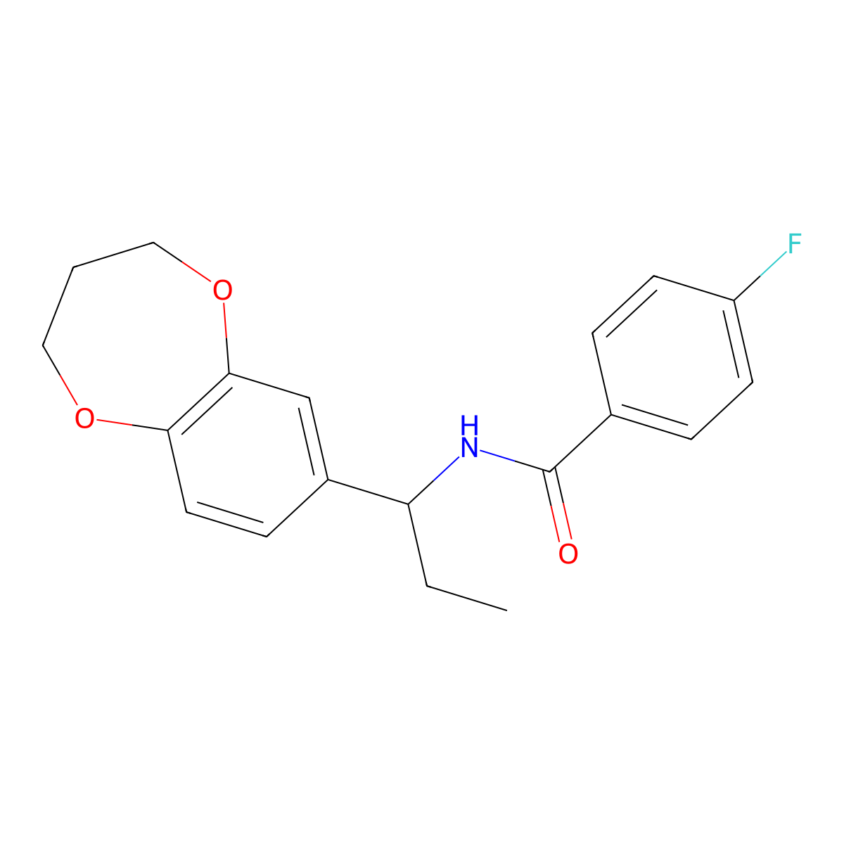 N-[1-(3,4-dihydro-2H-1,5-benzodioxepin-7-yl)propyl]-4-fluorobenzamide molecular structure, CAS 1147231-07-9