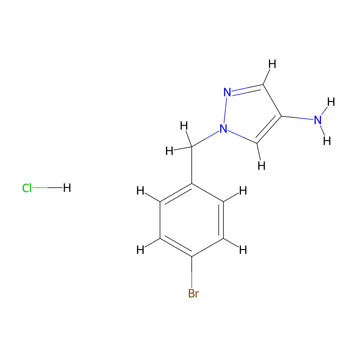1-(4-Bromobenzyl)-1H-pyrazol-4-amine hydrochloride molecular structure, CAS 1147233-82-6