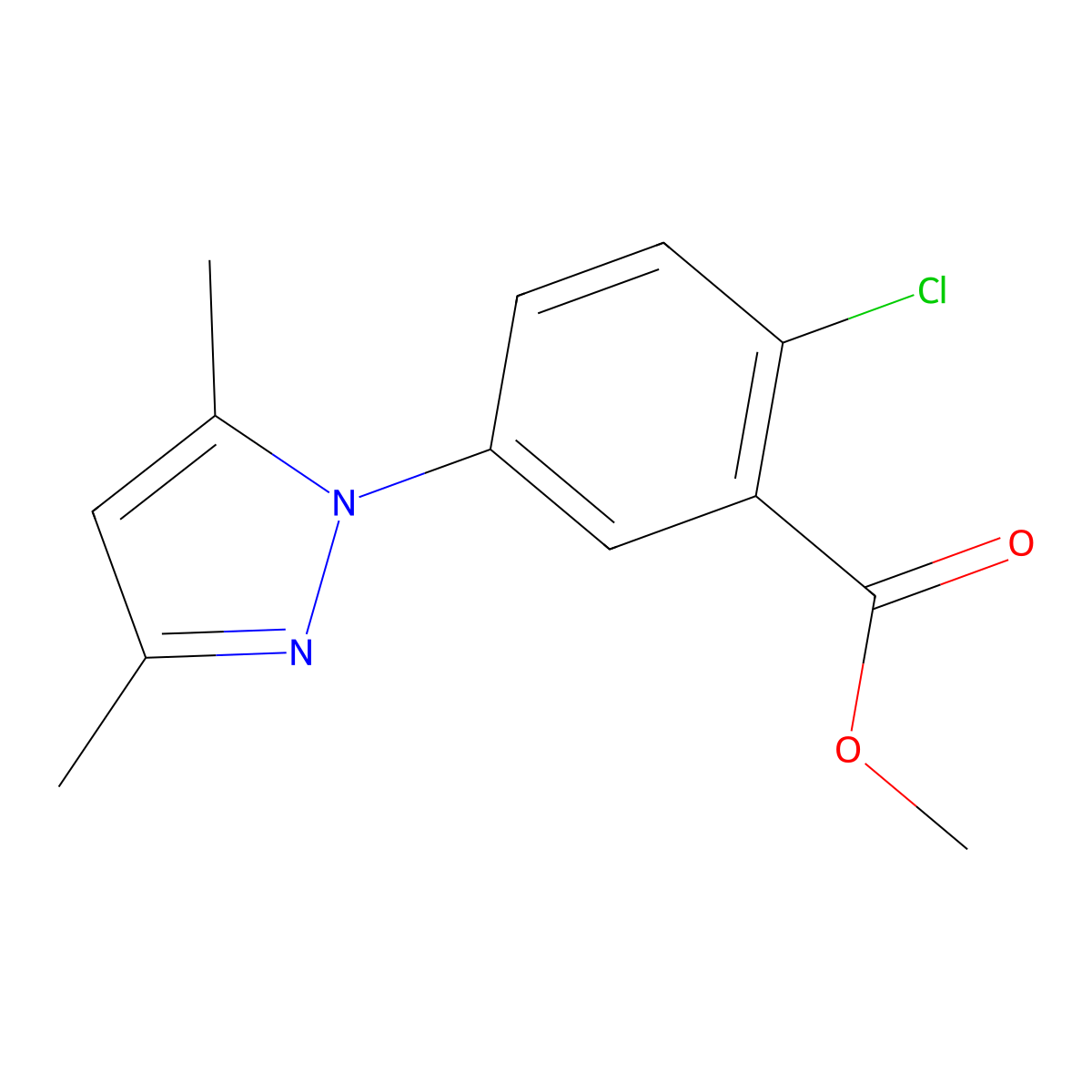 Methyl 2-chloro-5-(3,5-dimethyl-1H-pyrazol-1-yl)benzoate molecular structure, CAS 1147234-53-4