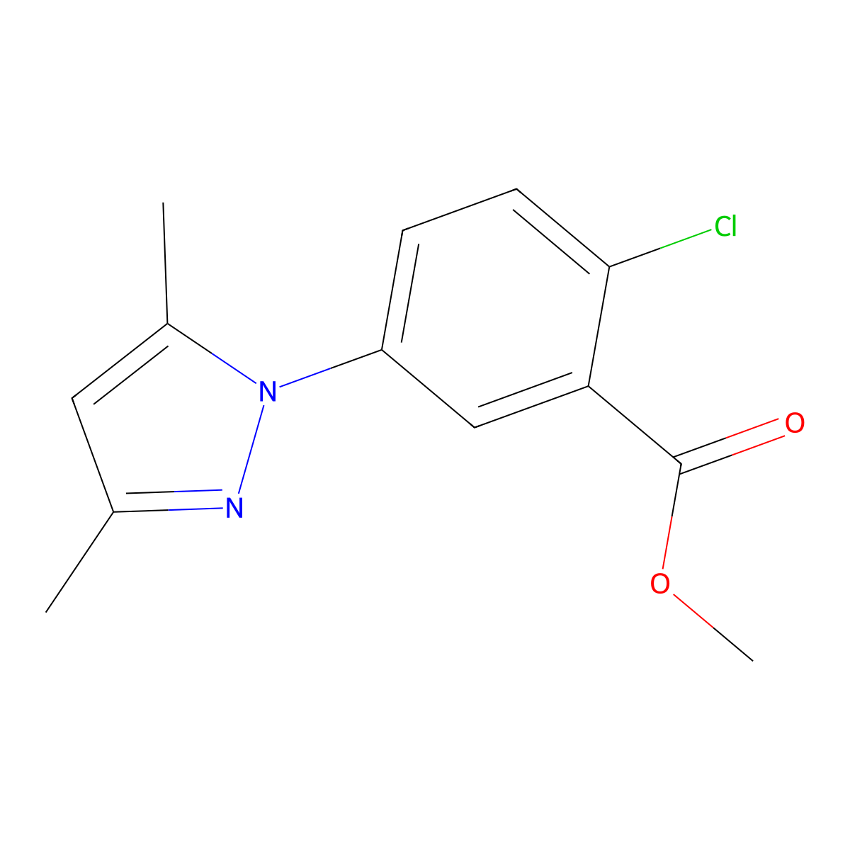Methyl 2-chloro-5-(3,5-dimethyl-1H-pyrazol-1-yl)benzoate molecular structure, CAS 1147234-53-4