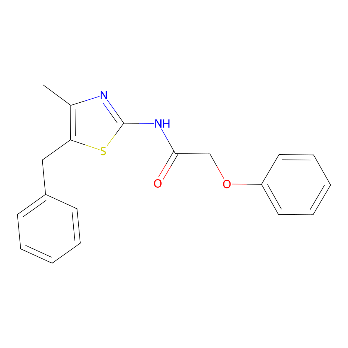 N-(5-benzyl-4-methyl-1,3-thiazol-2-yl)-2-phenoxyacetamide molecular structure, CAS 1147236-01-8