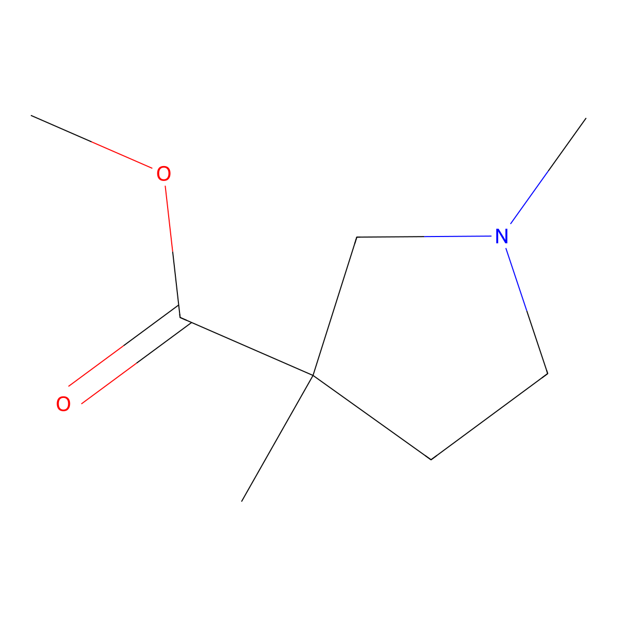 Methyl 1,3-dimethylpyrrolidine-3-carboxylate molecular structure, CAS 114725-00-7