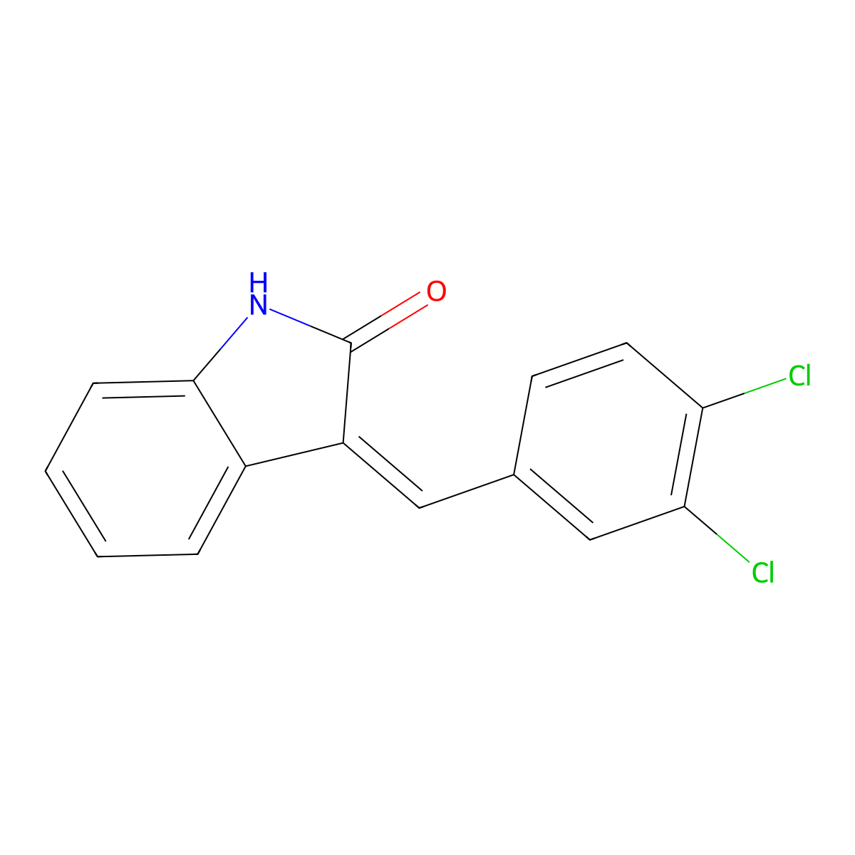 3-(3,4-Dichlorobenzylidene)indolin-2-one molecular structure, CAS 114727-43-4