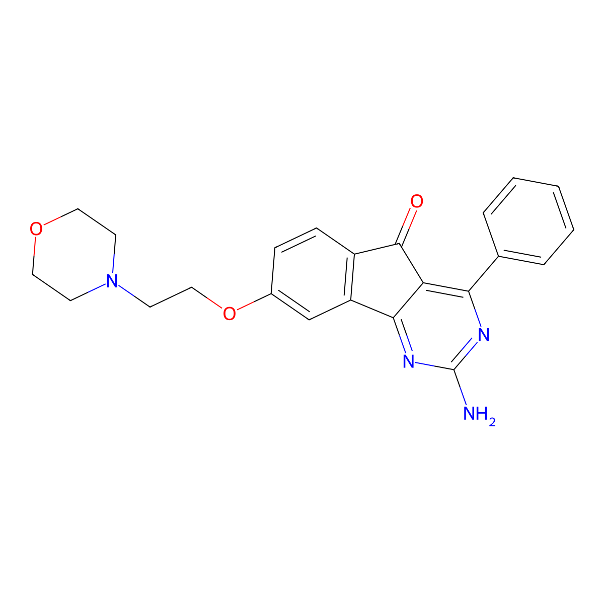 2-amino-8-(2-morpholinoethoxy)-4-phenyl-5H-indeno(1,2-d)pyrimidin-5-one molecular structure, CAS 1147271-25-7