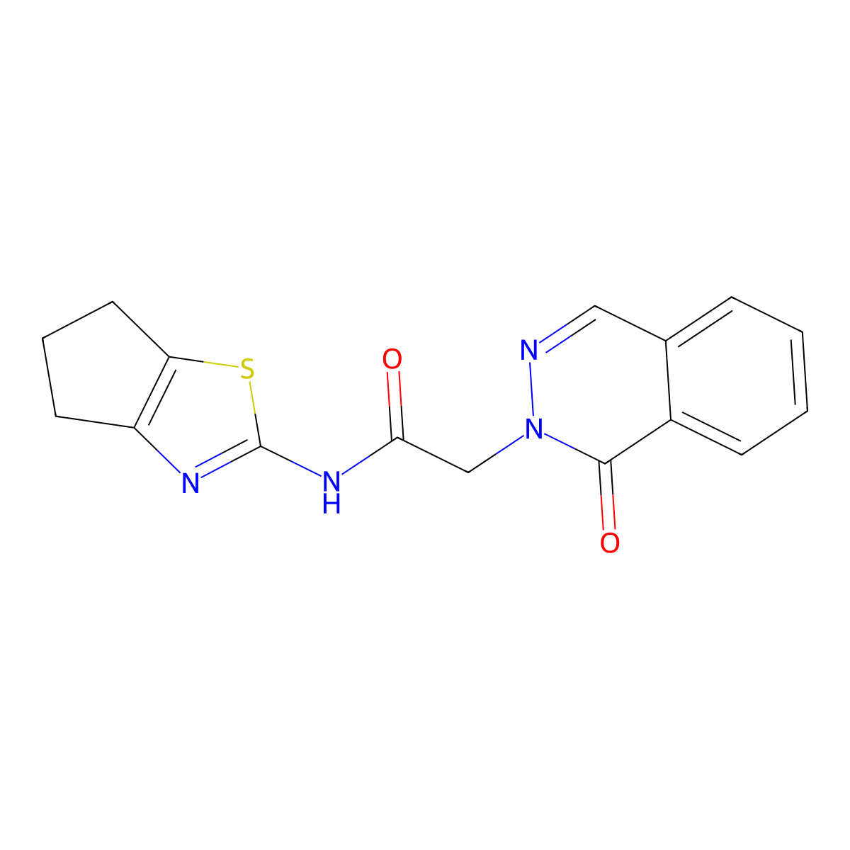 2-(1-oxophthalazin-2(1H)-yl)-N-[(2Z)-3,4,5,6-tetrahydro-2H-cyclopenta[d][1,3]thiazol-2-ylidene]acetamide molecular structure, CAS 1147289-85-7