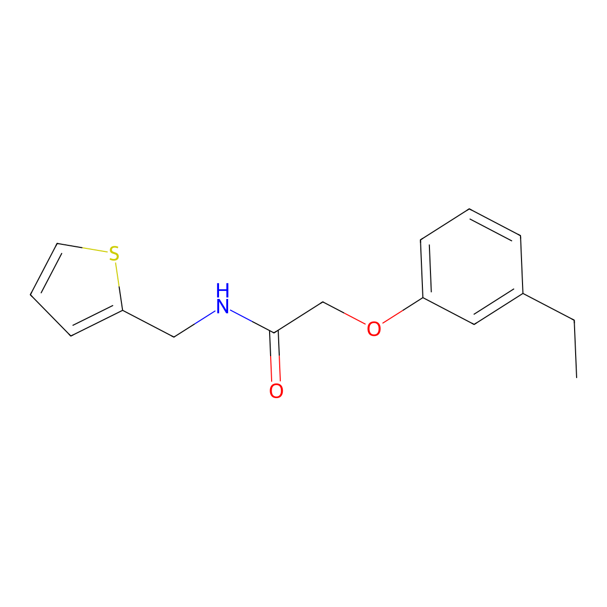 2-(3-ethylphenoxy)-N-(2-thienylmethyl)acetamide molecular structure, CAS 1147319-43-4