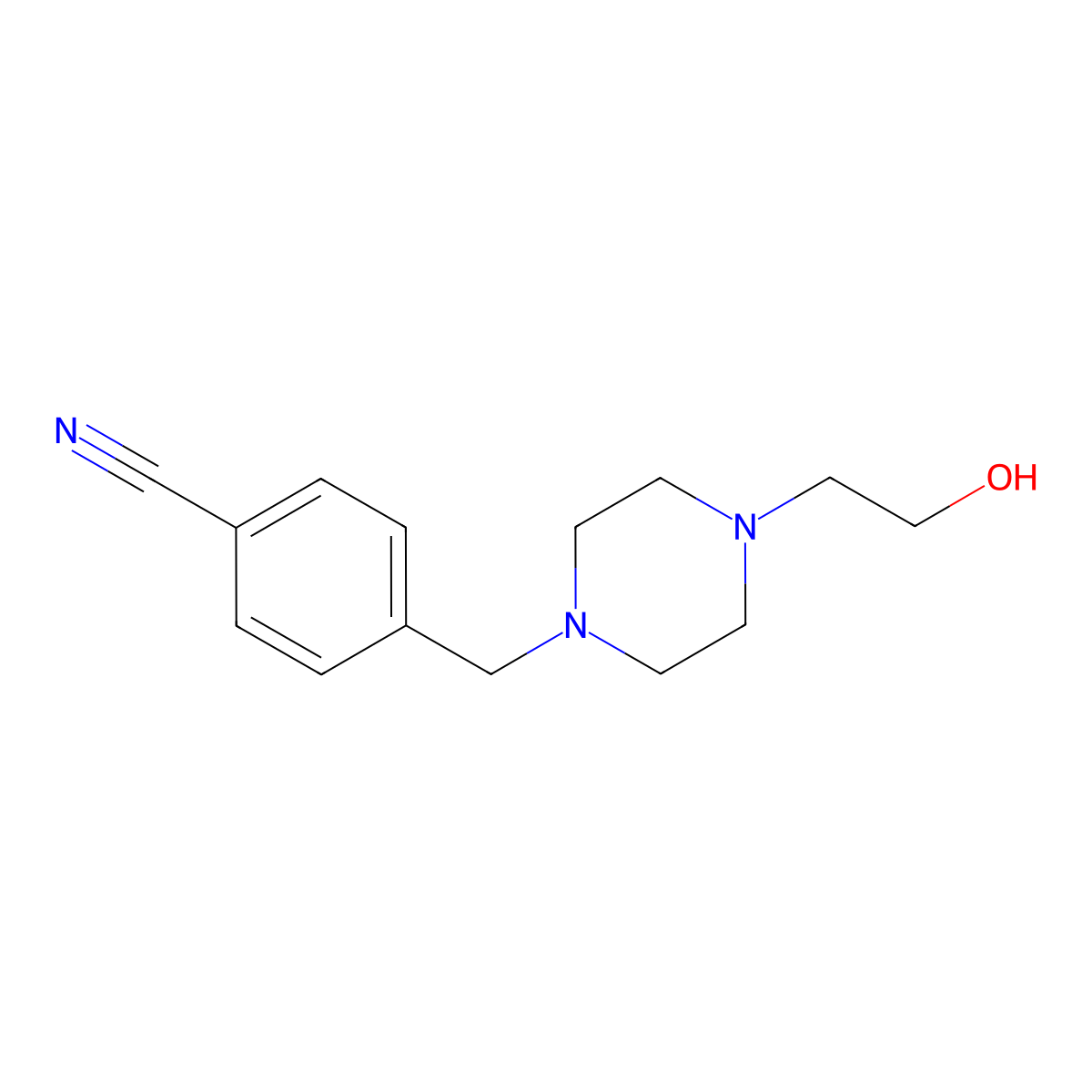 4-((4-(2-Hydroxyethyl)piperazin-1-yl)methyl)benzonitrile molecular structure, CAS 1147339-47-6