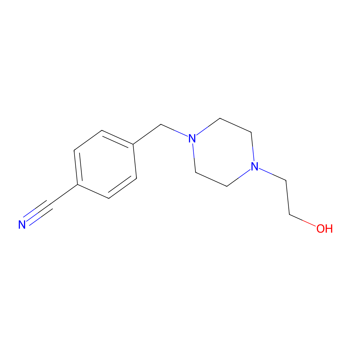 4-((4-(2-Hydroxyethyl)piperazin-1-yl)methyl)benzonitrile molecular structure, CAS 1147339-47-6
