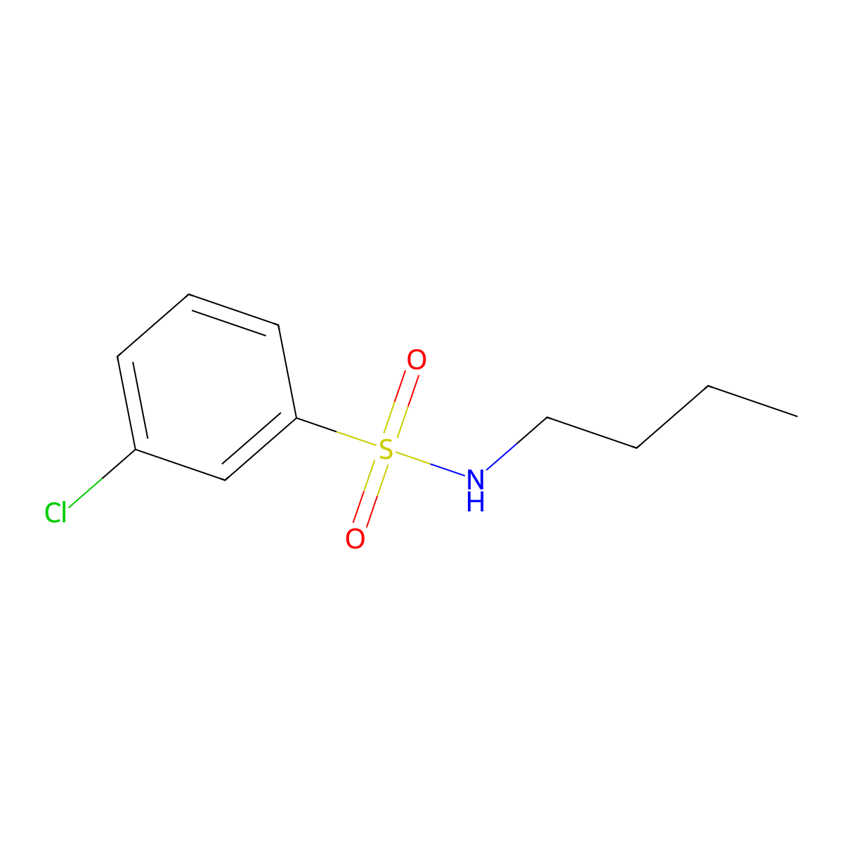 N-butyl-3-chlorobenzene-1-sulfonamide molecular structure, CAS 1147362-57-9