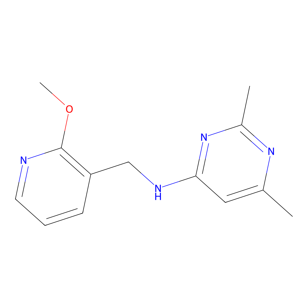 n-((2-Methoxypyridin-3-yl)methyl)-2,6-dimethylpyrimidin-4-amine molecular structure, CAS 1147388-05-3