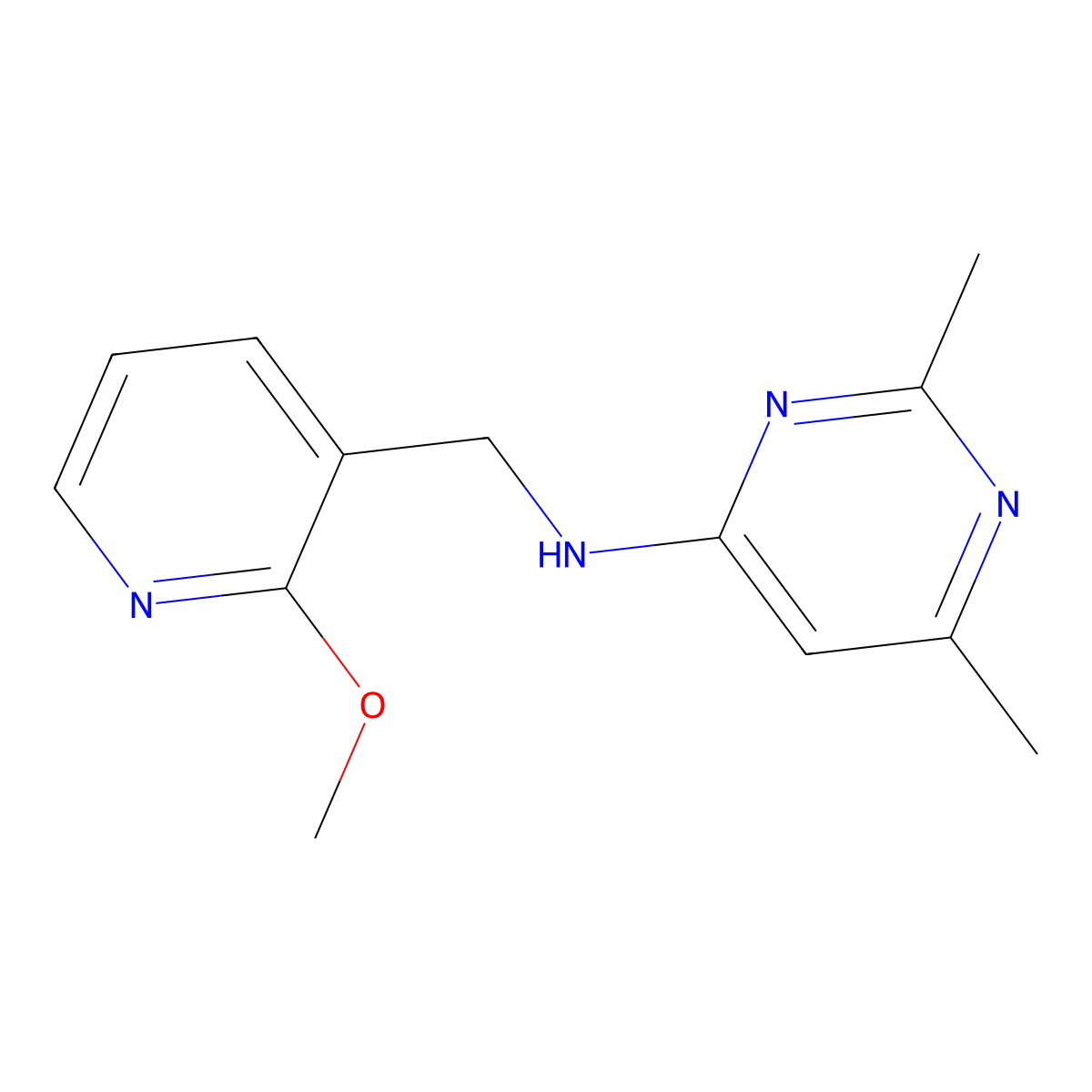 n-((2-Methoxypyridin-3-yl)methyl)-2,6-dimethylpyrimidin-4-amine molecular structure, CAS 1147388-05-3