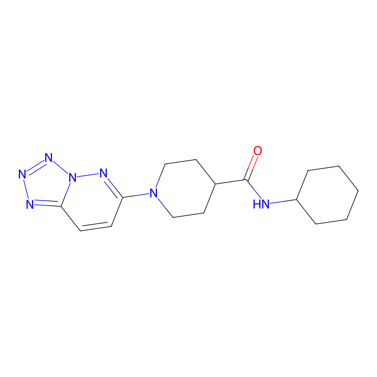 N-cyclohexyl-1-(tetrazolo[1,5-b]pyridazin-6-yl)piperidine-4-carboxamide molecular structure, CAS 1147401-48-6