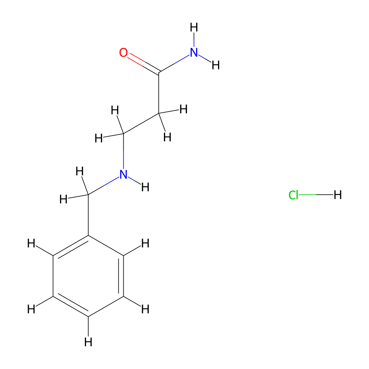 N~3~-Benzyl-beta-alaninamide--hydrogen chloride (1/1) molecular structure, CAS 114741-49-0