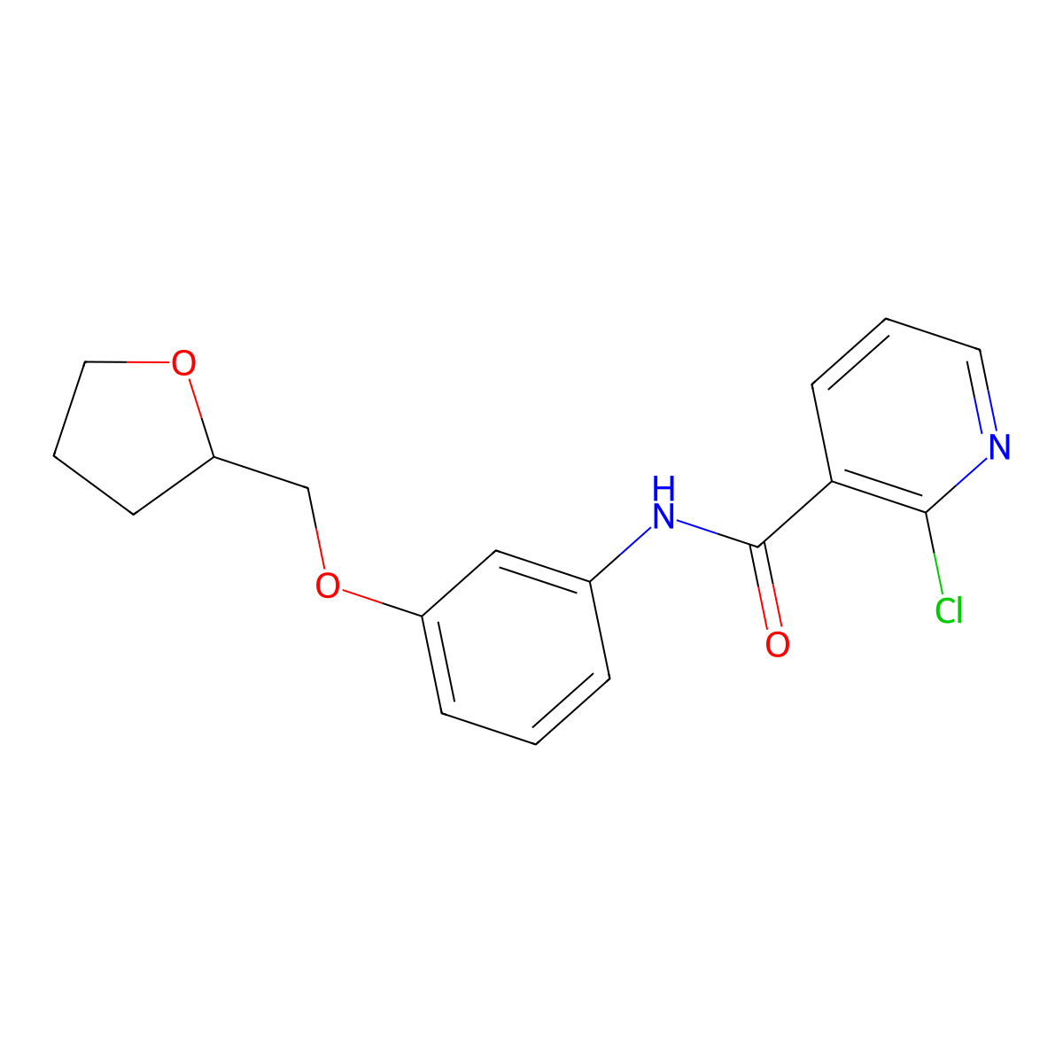 2-chloro-N-{3-[(oxolan-2-yl)methoxy]phenyl}pyridine-3-carboxamide molecular structure, CAS 1147414-36-5