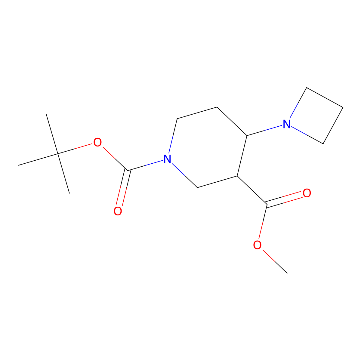 1-tert-Butyl 3-methyl 4-(azetidin-1-yl)piperidine-1,3-dicarboxylate molecular structure, CAS 1147422-12-5