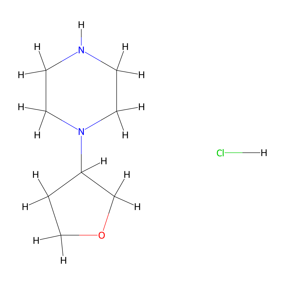 1-(Oxolan-3-yl)piperazine--hydrogen chloride (1/1) molecular structure, CAS 1147422-71-6