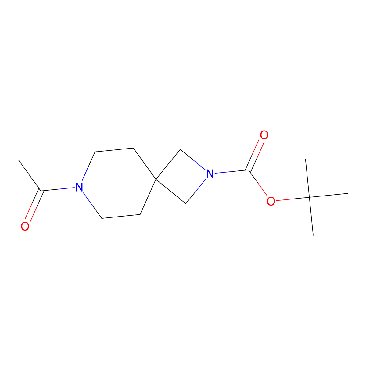 tert-Butyl 7-acetyl-2,7-diazaspiro[3.5]nonane-2-carboxylate molecular structure, CAS 1147423-01-5