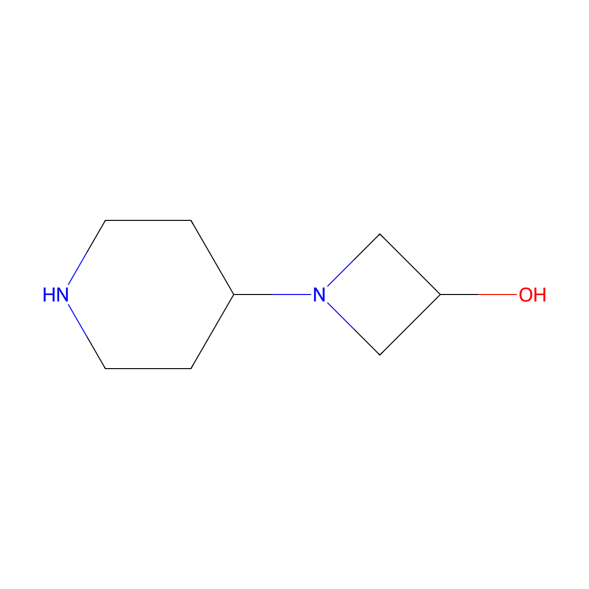 1-(Piperidin-4-yl)azetidin-3-ol molecular structure, CAS 1147423-04-8
