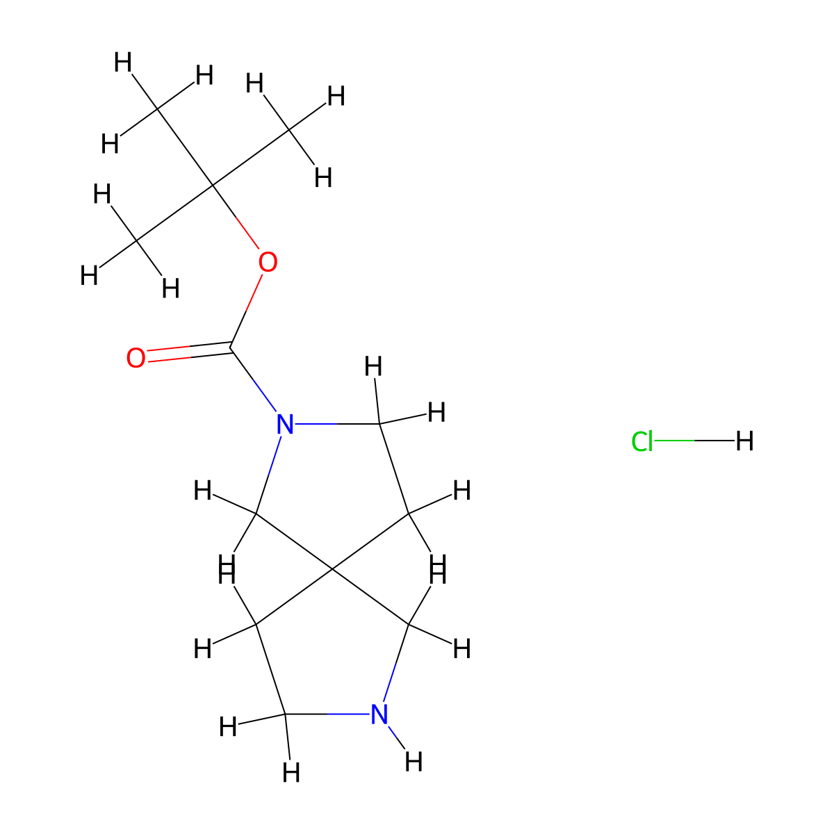 tert-Butyl 2,7-diazaspiro[4.4]nonane-2-carboxylate hydrochloride molecular structure, CAS 1147423-20-8