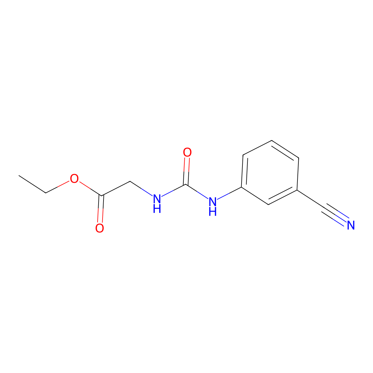 Ethyl 2-{[(3-cyanophenyl)carbamoyl]amino}acetate molecular structure, CAS 1147447-18-4