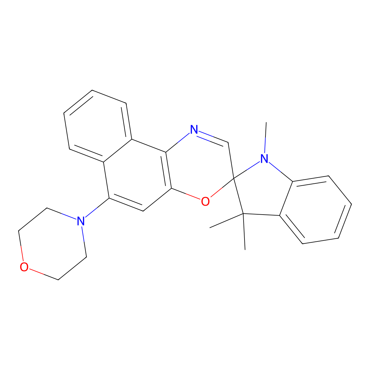 1,3-Dihydro-1,3,3-trimethyl-6'-(4-morpholinyl)spiro(2H-indole-2,3'-(3H)naphth(2,1-b)(1,4)oxazine) molecular structure, CAS 114747-48-7