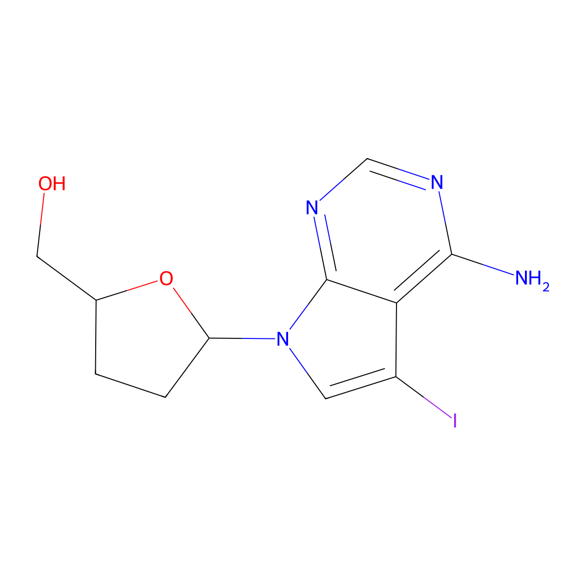 7-Iodo-2',3'-dideoxy-7-deazaadenosine molecular structure, CAS 114748-70-8