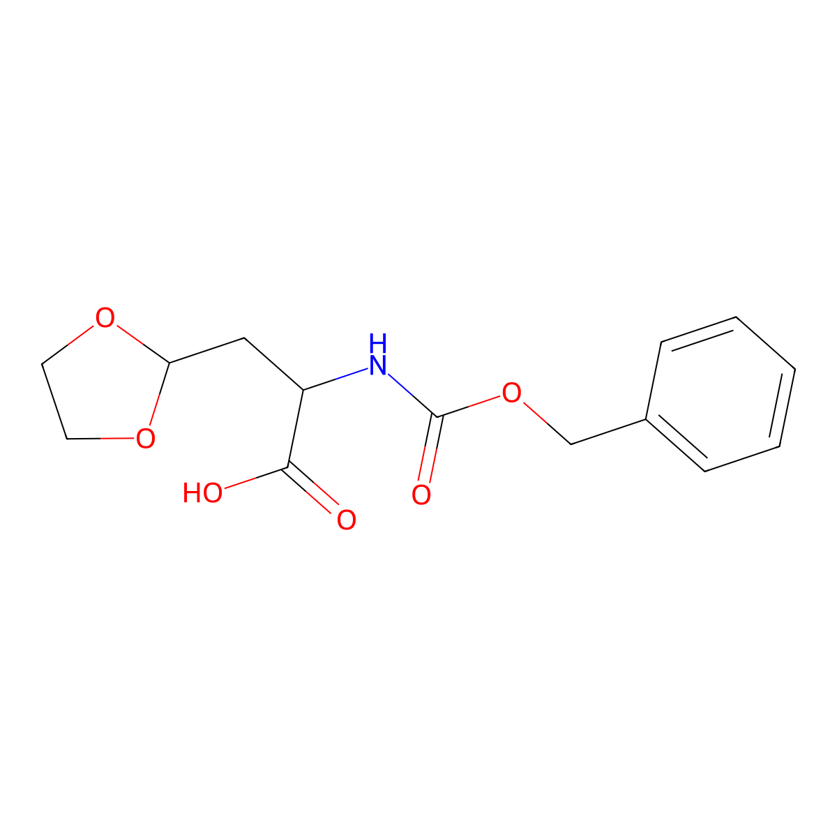 (2S)-2-{[(benzyloxy)carbonyl]amino}-3-(1,3-dioxolan-2-yl)propanoic acid molecular structure, CAS 114750-92-4