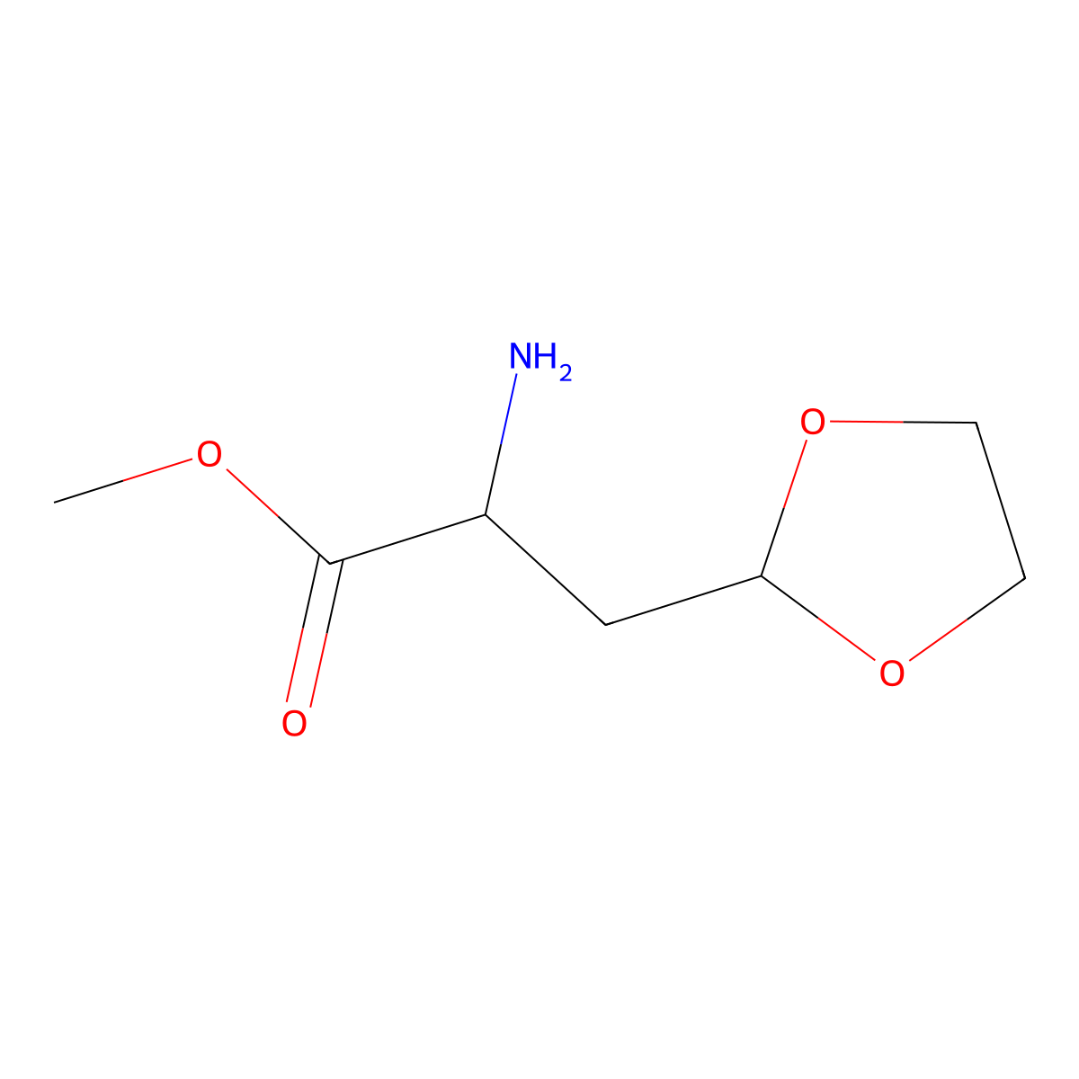 methyl (2S)-2-amino-3-(1,3-dioxolan-2-yl)propanoate molecular structure, CAS 114750-94-6
