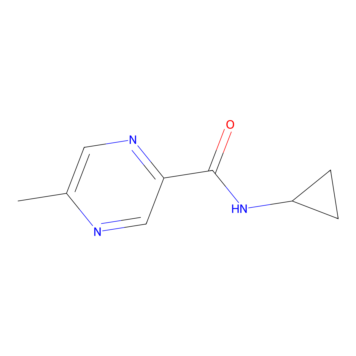 N-cyclopropyl-5-methylpyrazine-2-carboxamide molecular structure, CAS 1147524-93-3