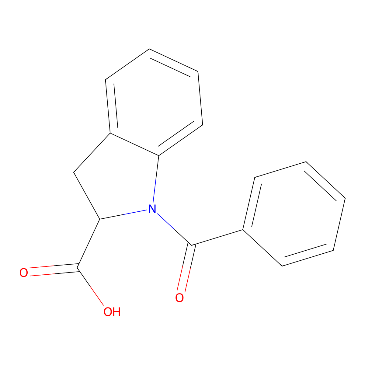 1-benzoyl-2,3-dihydro-1H-indole-2-carboxylic acid molecular structure, CAS 1147550-55-7