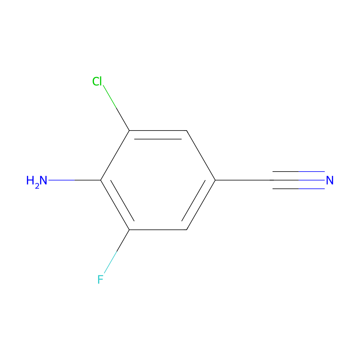 4-Amino-3-chloro-5-fluorobenzonitrile molecular structure, CAS 1147558-43-7