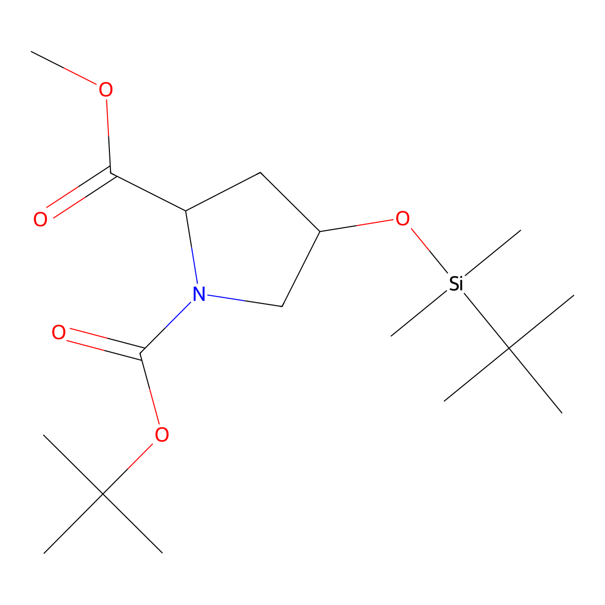 1-(tert-Butyl) 2-methyl (2R,4R)-4-((tert-butyldimethylsilyl)oxy)pyrrolidine-1,2-dicarboxylate molecular structure, CAS 114760-51-9