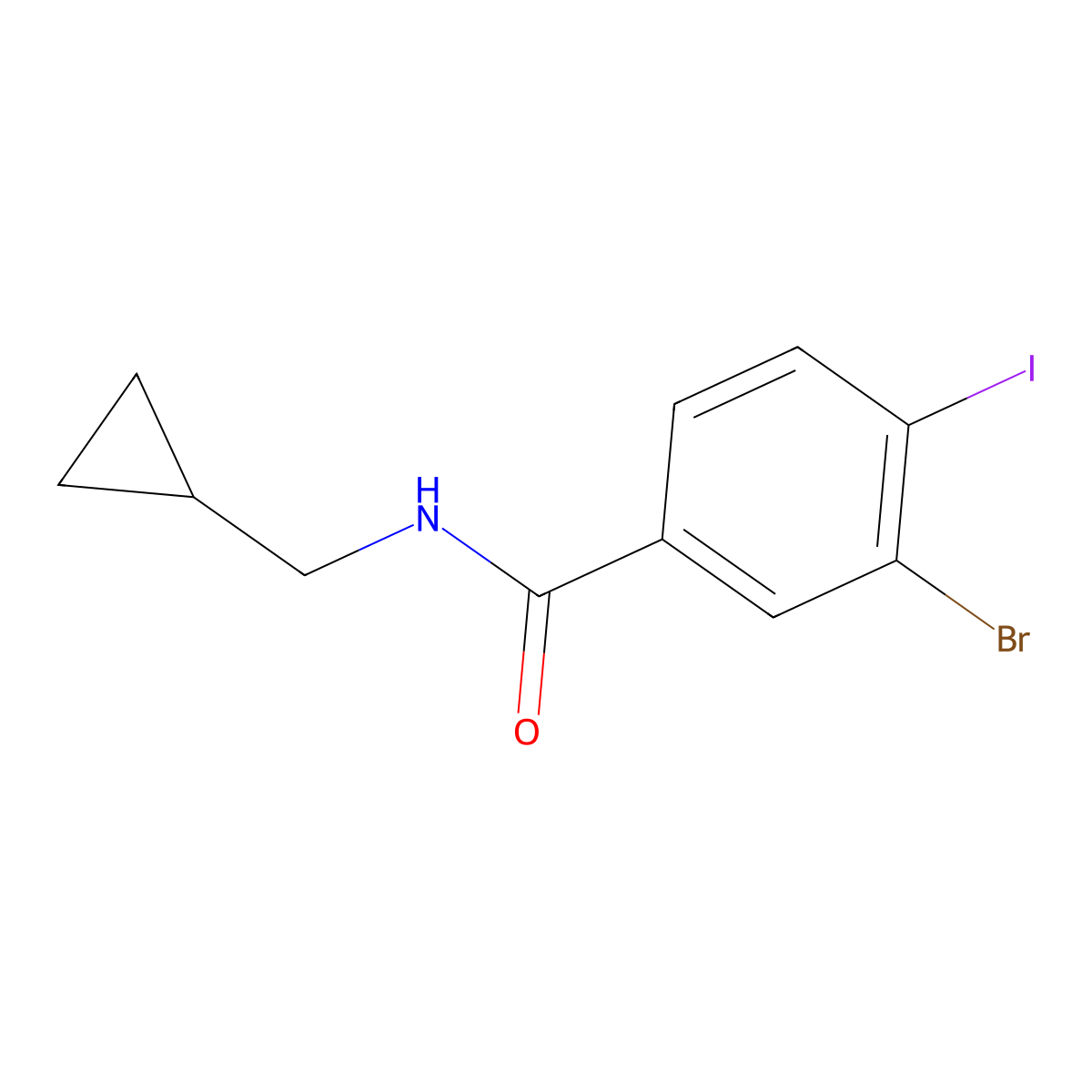 3-bromo-N-(cyclopropylmethyl)-4-iodobenzamide molecular structure, CAS 1147647-29-7