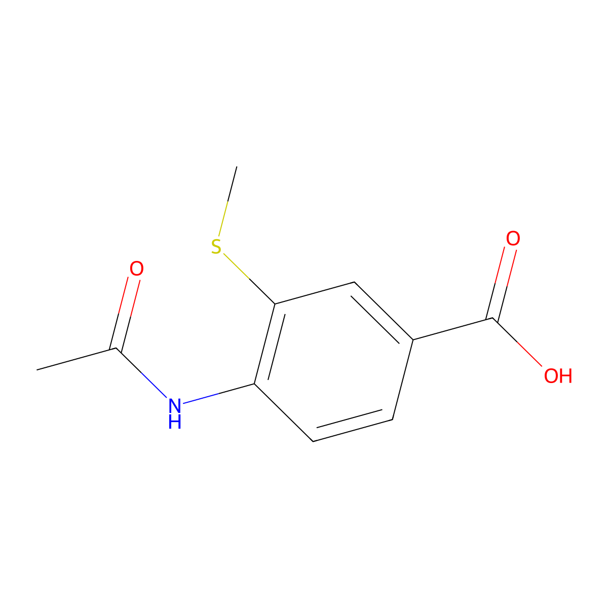 4-Acetamido-3-(methylsulfanyl)benzoic acid molecular structure, CAS 1147657-04-2