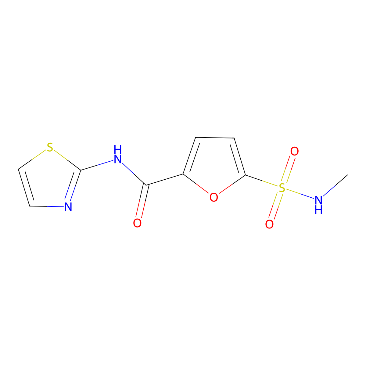 5-(methylsulfamoyl)-N-(1,3-thiazol-2-yl)furan-2-carboxamide molecular structure, CAS 1147663-58-8