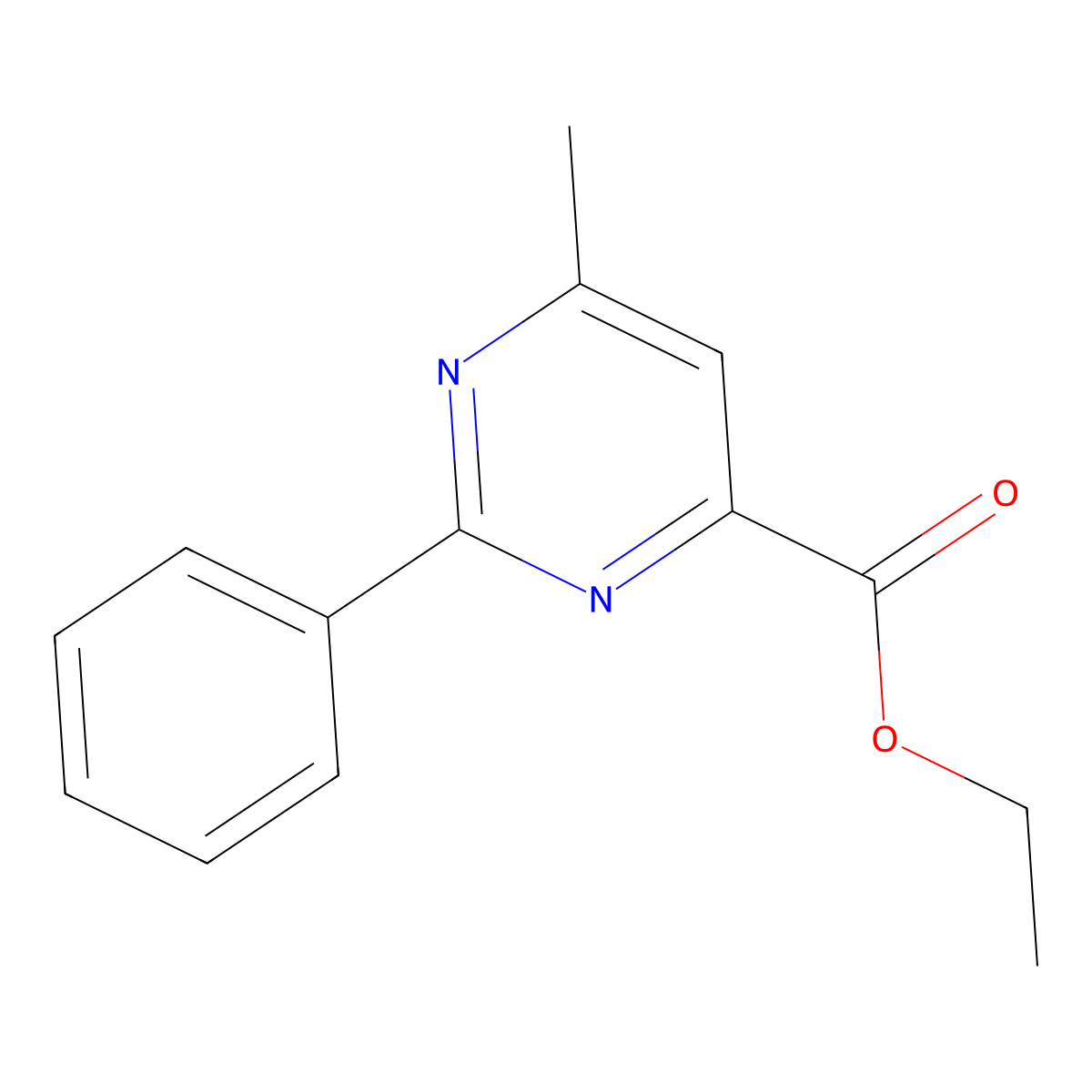 Ethyl 6-methyl-2-phenylpyrimidine-4-carboxylate molecular structure, CAS 1147675-33-9