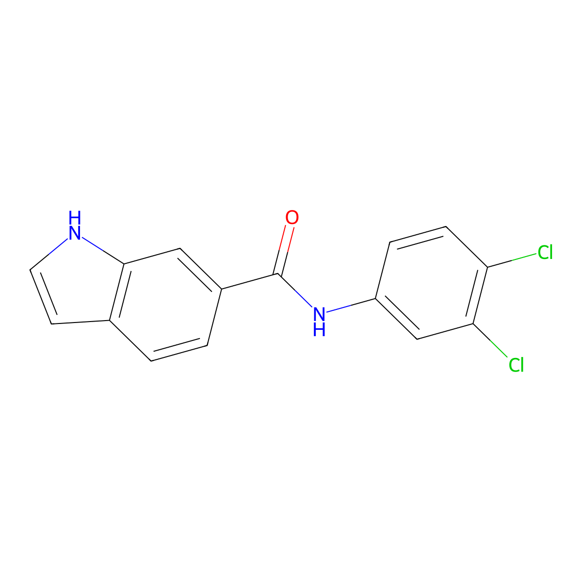 N-(3,4-dichlorophenyl)-1H-indole-6-carboxamide molecular structure, CAS 1147677-22-2