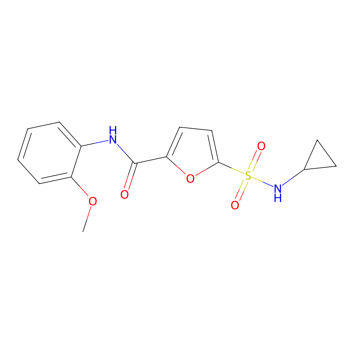 5-(cyclopropylsulfamoyl)-N-(2-methoxyphenyl)furan-2-carboxamide molecular structure, CAS 1147681-59-1
