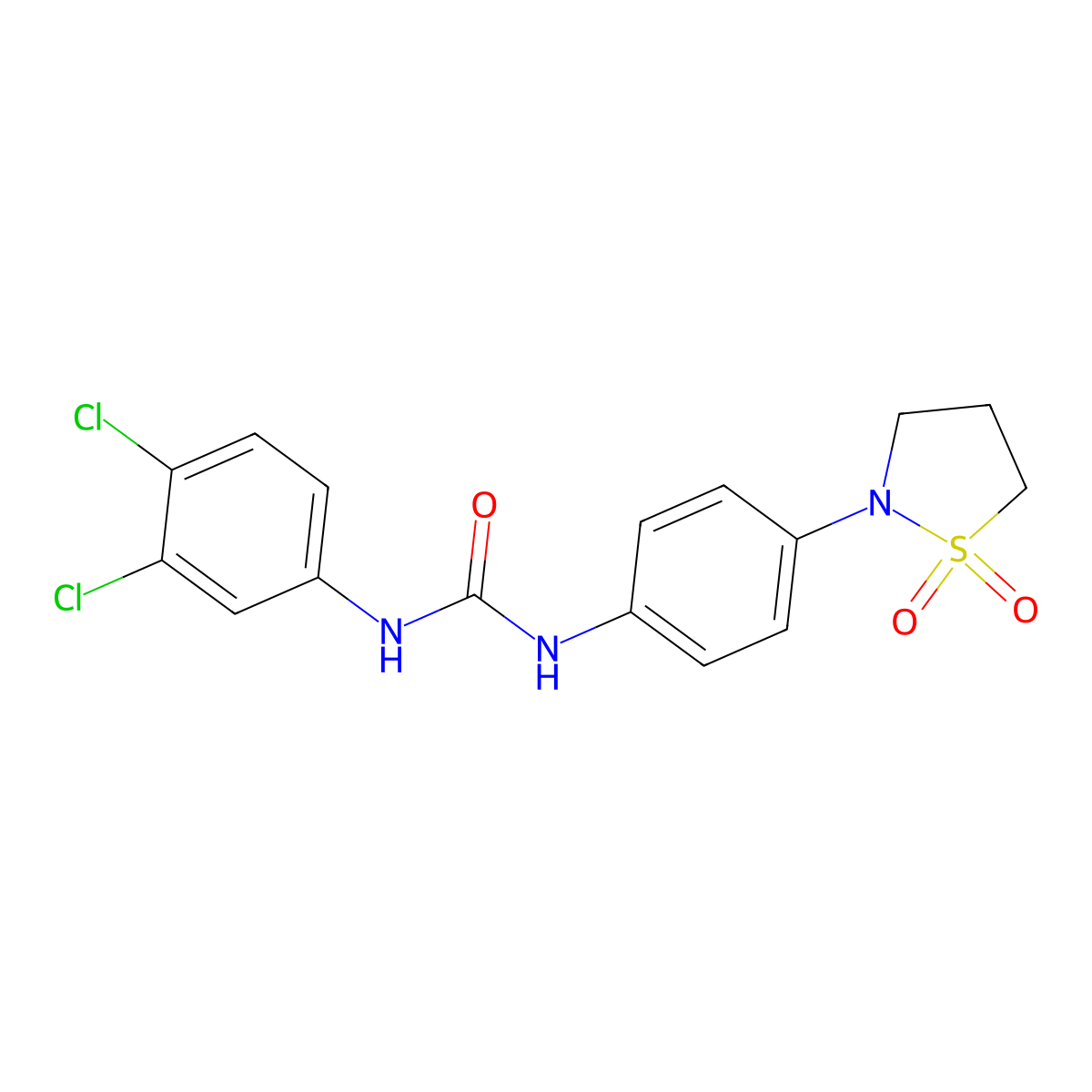 1-(3,4-Dichlorophenyl)-3-(4-(1,1-dioxidoisothiazolidin-2-yl)phenyl)urea molecular structure, CAS 1147691-58-4