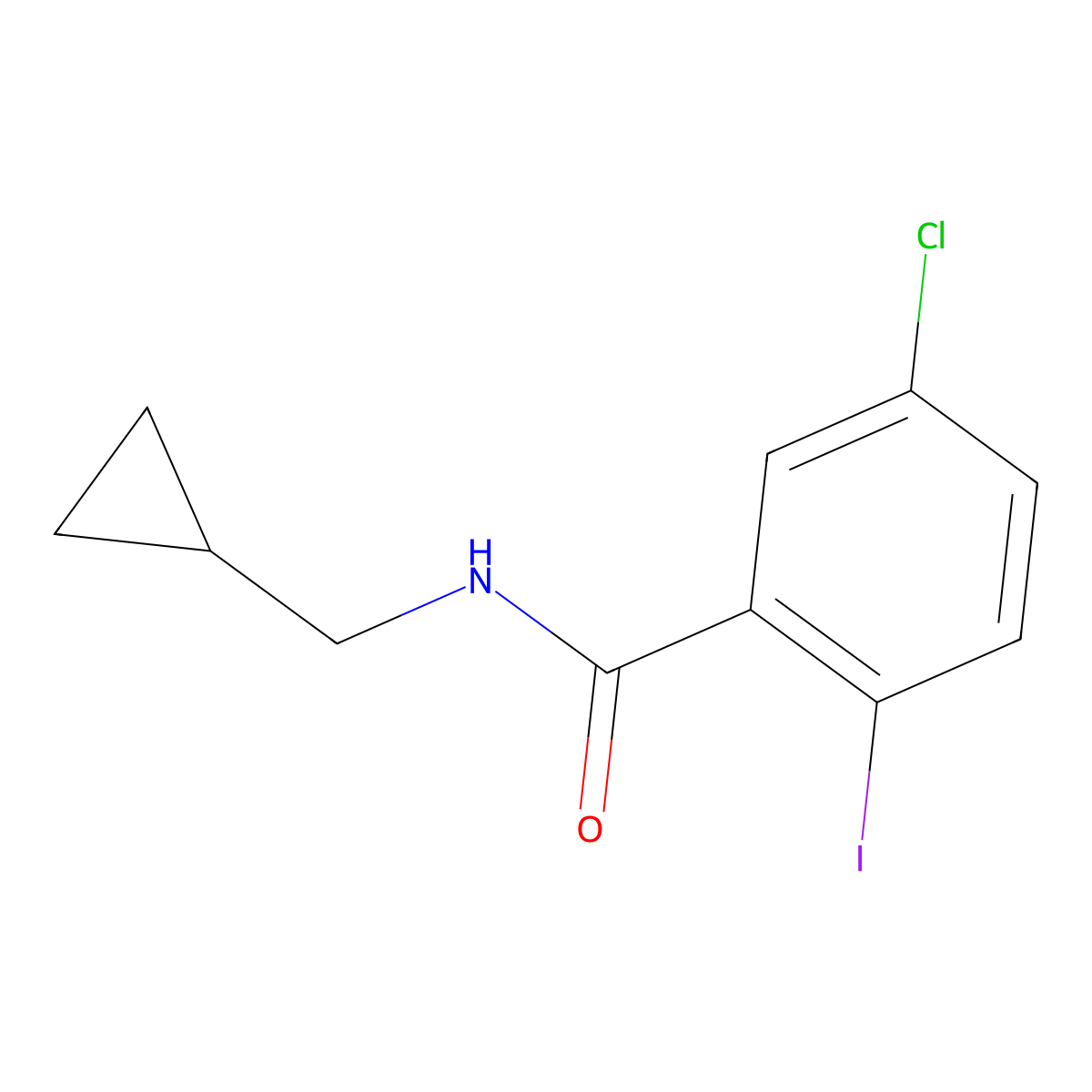 5-chloro-N-(cyclopropylmethyl)-2-iodobenzamide molecular structure, CAS 1147703-11-4