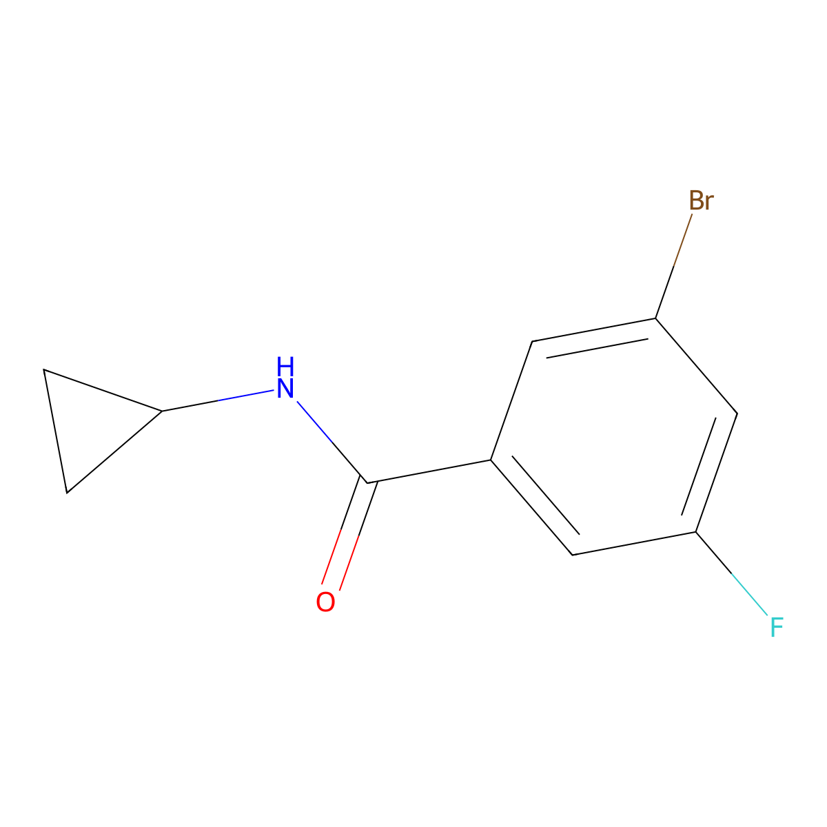 3-bromo-N-cyclopropyl-5-fluorobenzamide molecular structure, CAS 1147712-88-6