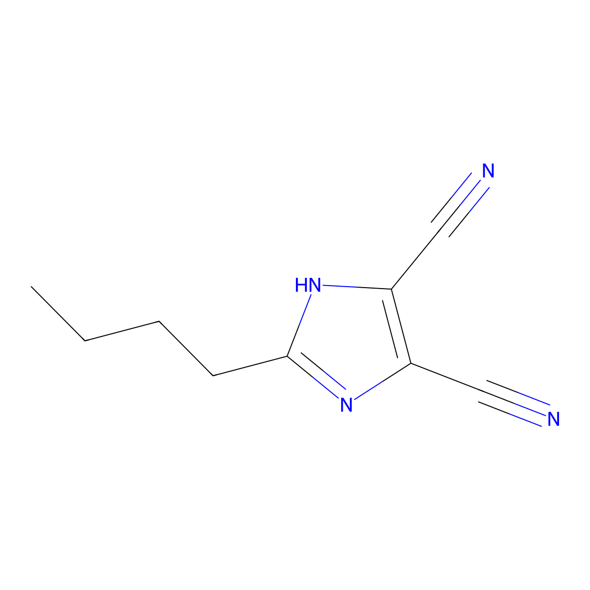 2-butyl-1H-imidazole-4,5-dicarbonitrile molecular structure, CAS 114772-25-7