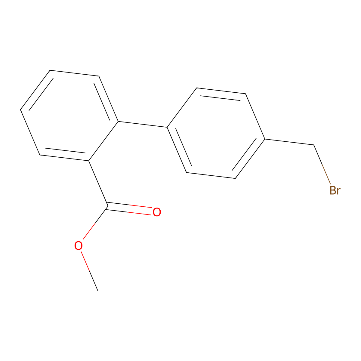 Methyl 4'-(bromomethyl)biphenyl-2-carboxylate molecular structure, CAS 114772-38-2
